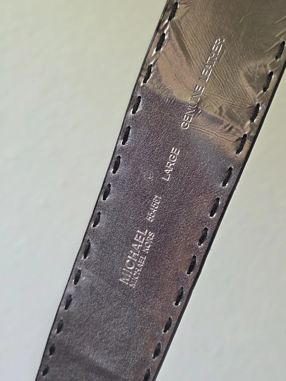 Vintage Y2K Michael Kors Black Leather Silver Buckle Loop Belt Large